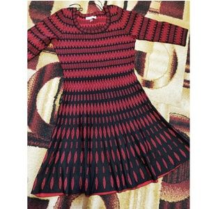 Danny and Nicole - Red Black Sweater Dress